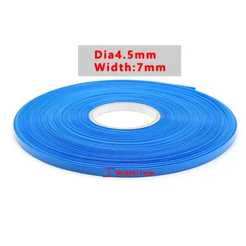 5/10/50/100m PVC термосвиваема тръба ширина 7mm изолиран филм защита случай тел кабел ръкав литиева батерия обвивки