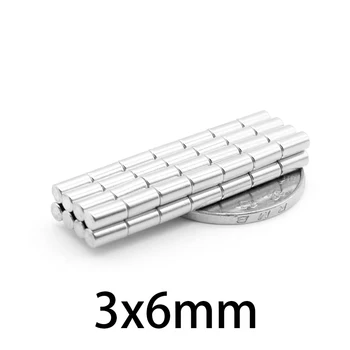 50-500Pcs 3x6mm NdFeB Tinny магнит цилиндър Dia 3mmx6mm прецизен неодимов сензор магнит N35 3 * 6mm магнити с високо качество
