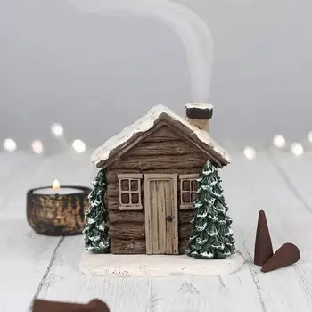 Log Cabin тамян горелка Коледа смола къща миниатюрни Colorfast декоративни дома аромат горелка Censer