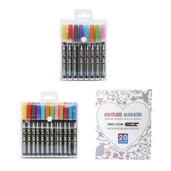 B36C Glitter двойна линия контур писалки за рожден ден / коледна картичка, DIY Scrapbooking
