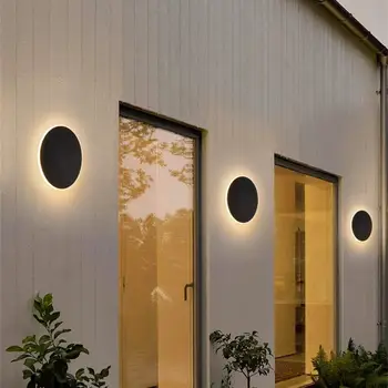 LED Nordic кръгла стена светлина открит водоустойчив веранда лампа вход коридор пътека стена LED осветление сензор светлина