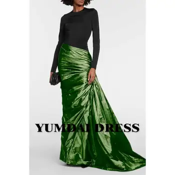 YUMDI Green Tight Неправилна вечерна рокля Дами Long SleGreeneve Cocktai рокля на дълга секси обвивка Fishtail vestidos de fiesta