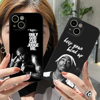 Хип-хоп рап певец 2Pac Tupac Shakur калъф за телефон за iPhone 14 13 12 11 XS X 8 7 6 14 Plus Mini Pro Max SE 2022 Черен капак на телефона