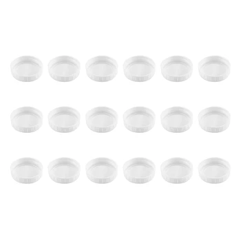 Промоция! 18 Pack пластмасови обикновени капаци за уста за топка, кер и повече - хранителни клас бели пластмасови капачки за съхранение