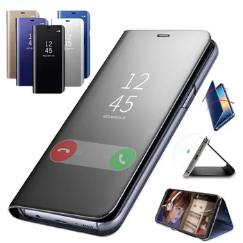Огледален калъф за телефон за iPhone 13 11 12 Mini Pro Max 8 7 6 6s плюс калъф за стойка за iPhone X XR XS Max SE 2020 Ясен капак