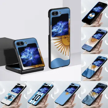 Република Аржентина случай за Samsung Galaxy Z Flip5 телефон чанта Z флип 5 твърд PC черен капак Zflip5 сгъваема защитна обвивка