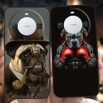 Карикатура куче мопс френски булдог телефон случай капак за Huawei Mate 60 Pro P50 P40 P30 P20 P10 P Smart Y6 Y7 Y9 плюс силиконова обвивка