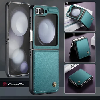 За Samsung Flip5 Cofmortable обикновен тънък кожен калъф за чанта за Samsung Galaxy Z Flip 5 5G Flip5 аксесоари за телефони Coque