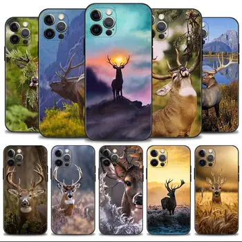 Телефон Shell за Apple iPhone 15 14 13 12 11 Pro Max 13 12 Mini XS Max XR X 7 8 Плюс калъф Cover Animal Deer Camo Hunting