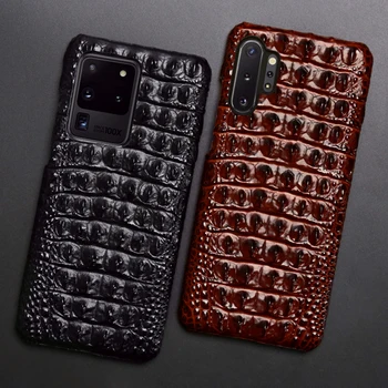 Луксозен калъф от естествена кожа за Samsung Note20 S20 S21 Ultra S10 S9 S8 Note10 A50 A51 A71 3D алигатор крокодил обратно текстура