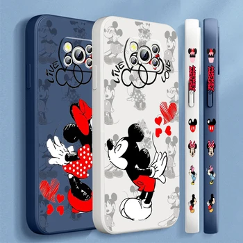 Disney аниме Мики Мини за Xiaomi Mi Poco X5 X4 X3 M6 M5 M5S M4 M3 F5 F4 F3 C55 C40 Pro 5G течно ляво въже телефон случай