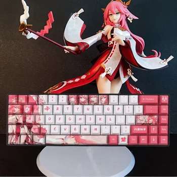 Genshin Impact Yae Miko Keycap PBT Dye Sub Cherry Profile Keycaps Personality for Gaming Keyboard