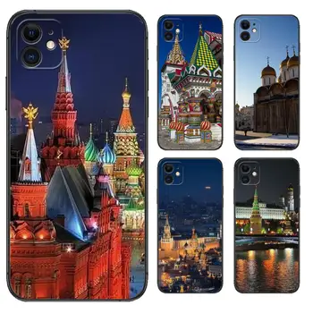 Кремъл Аниме телефон случай за IPhone 14 13 12 11 Pro Max Mini SE XR X XS Max 8Plus 7plus 6 15 Нов калъф за черен телефон Shell