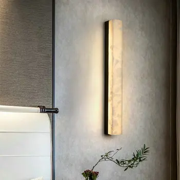 Луксозен бар мрамор медна стенна лампа модерен минималистичен хол телевизор фон стена декоративна пътека коридор LED стенни светлини