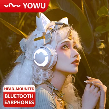 Yowu Cat Ear Headset 3g слушалки Безжичен Bluetooth Компютърна игра с висока стойност Esports Virtual 7.1-канално осветление Diy подарък