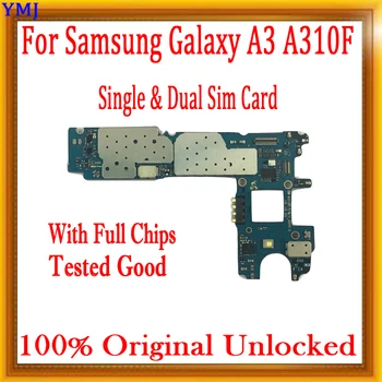 Пълни чипове за Samsung Galaxy A3 A310F дънна платка с Android система единична / двойна SIM карта 100% оригинална дънна платка за отключване на логиката