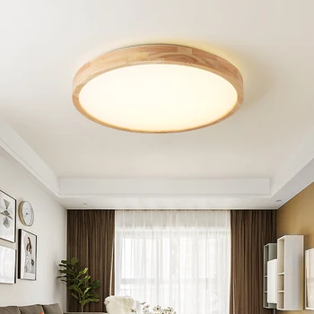 Ултра-тънка дървена таванна лампа за коридор Балкон хол Повърхностно монтиран 7 см по-дебел LED таван светлина спалня декор