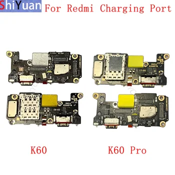 Оригинален USB порт за зареждане Конектор за платка Flex кабел за Xiaomi Redmi K60 Pro с резервни части за четец на SIM карти