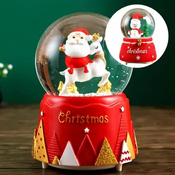Сладък 3D карикатура Коледа музикална кутия украшение сняг глобус мини празник декор