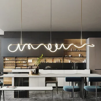 Модерен дълъг маркуч Led полилей висулка лампа за трапезария таван кухня дома бар светлина гъвкав дизайн окачване осветително тяло
