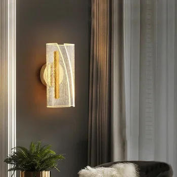 Блясък Скандинавски LED лампа за стена Интериорно осветително тяло Спалня Нощно легло Living Диван Коридор Декорация на дома Стенни светлинни свещи