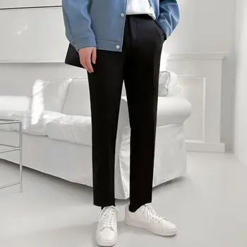 2023 Ежедневни панталони Мъжки стреч бизнес права рокля панталони Мъже с дължина до глезена Офис облекло Дишащи класически панталони N27
