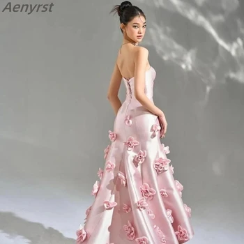 Aenyrst розова русалка абитуриентски рокли ръчно изработени 3D цвете вечерна рокля без презрамки сватбено тържество рокли плюс размер فساتين مناسبة رسمية