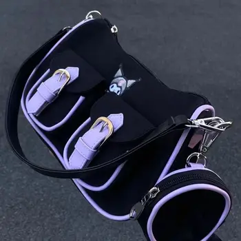 Sanrios Kawaii Kuromi Cinnamoroll Hellokittys момичета подмишници пакет нова бродерия голям капацитет рамо Crossbody чанта подаръци