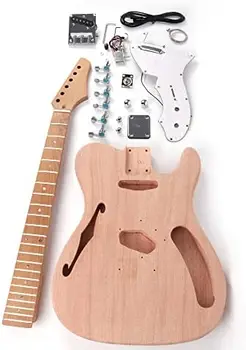 Fojill Печен канадски кленов врат DIY комплект за електрическа китара незавършен изрязан Cutted Headstock Махагоново тяло Maple Rosewood Fingerboard 