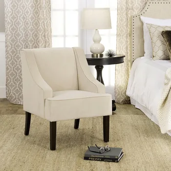 Swoop Arm хол-столове, кремаво кадифе мебели столове за спалня единичен диван стол