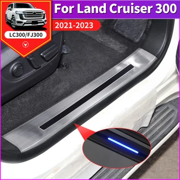 За Toyota Land Cruiser 300 2021-2023 Модифициран праг аксесоари Педал за врата на автомобила Led Light LC300 J300 Модернизирани интериорни части