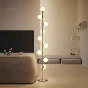 Nordic постмодерен минималистичен магически боб 9 стъклени топки стоящи лампи хол спалня проучване етаж лампа LED вътрешно осветление