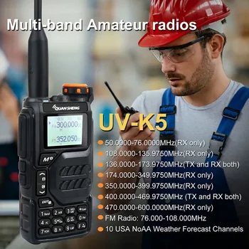 New Quansheng UV-K5 Walkie Talkie 5W Air Band Двупосочно радио UHF VHF DTMF FM Scrambler NOAA Безжично честотно копие Ham Radio