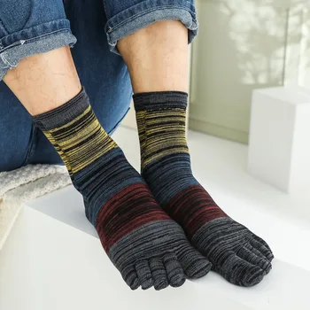 5 чифта дебели памучни чорапи с пет пръста човек есен зима топло пот-абсорбиращ пръст чорап японски пачуърк 5 пръст чорап Harajuku