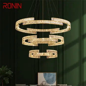 RONIN модерна висулка лампа кръг LED кристал злато творчески полилей декоративни тела за хотел хол