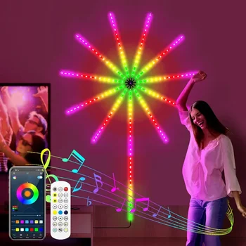 App контролирани фойерверки LED ленти светлини Smart Dreamcolor фойерверки светлини с дистанционно 156 LED RGB Starburst фея светлина за ср