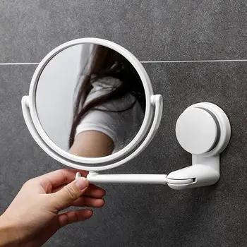 Пластмасови 360° Въртящи се аксесоари за баня Кръгла стена Hang Вакуумно засмукване Огледала за бръснене Огледала за баня Консумативи за грим Огледало за суета