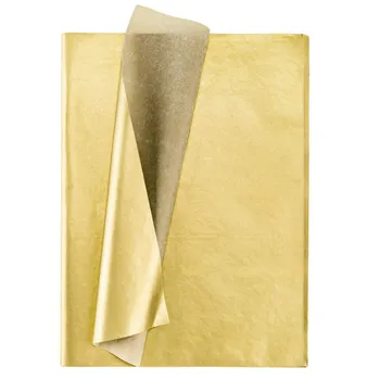Златна тишу хартия, 100 листа метална хартия за опаковане на подаръци за рожден ден, годишнина за декорация на Свети Валентин