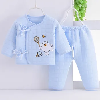 Сгъстяване на бебешки дрехи карикатура върхове + панталон 2бр комплект топло меко бебе момче бельо малко дете спално облекло облекло детски костюм A998