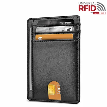 Кожен държач за чанта за карти 2023 Нов ултра-тънък мъжки портфейл RFID ID телешка кредитна