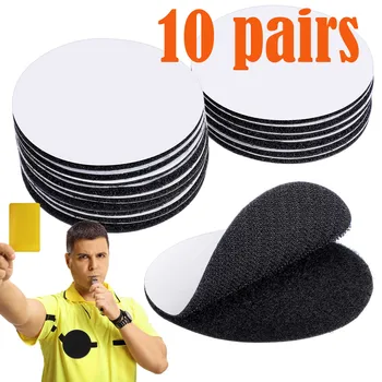 10/5Pcs Referee Patch Hook and Loop Dots Self Sticky Circle Hook and Loop Adhesive Loop Tape Double Sided Hook and Loop Fastener