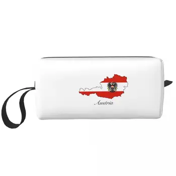 Австрия Карта на знамето Грим чанта торбичка козметична чанта Мъже жени карта тоалетни чанти съхранение торбичка чанта