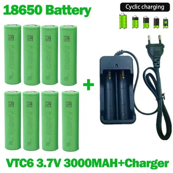 18650 Безплатна доставка на батерията 2024НовиНай-продавани VTC6 Li-ion 3.7V 3000MAH + зарядно устройство акумулаторнабатерия подходяща батерия за отвертка