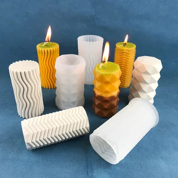 1PC 3D ивица римска колона свещ силиконова форма капка лепило мухъл DIY ръчно изработени ароматерапия свещи форми Начало декор занаяти