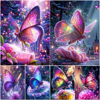 5D DIY диамантена живопис мечта пеперуда пълен кръг квадрат диамант мозайка бродерия изкуство цвете кръстат бод дома декорация подарък