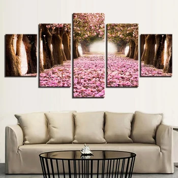 5 парче комплект диамантена живопис романтичен пейзаж розово цвете пълен квадратен кръг бормашина мозайка бродерия флорални стена декор AA4708