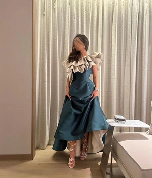 Other Shore One Shoulder Satin Prom Dress Ruffled Ankle Length A Line Simple Formal Evening Gowns 2023 فساتين الحفلات