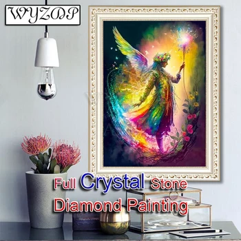 5D DIY диамантена живопис ангел пълен квадрат кристал мозайка бродерия кръстат бод подарък комплект кристал диамант изкуство дома декор 230733
