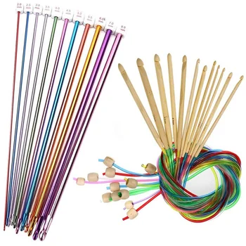 23 парчета тунизийски плетене на една кука комплект 3-10 мм кабел бамбук игла за плетене с мъниста карбонизирана бамбукова игла кука