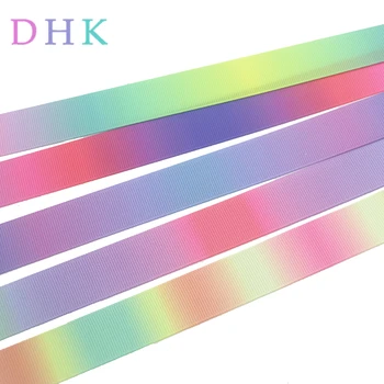 DHK 7/8'' 10ярда градиентни цветове отпечатани гросгрейн панделка аксесоар коса шапка декорация на едро OEM B1752